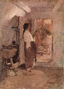 Nicolae Grigorescu Old Woman Sewing Sweden oil painting artist